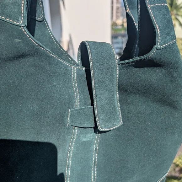 Ann Taylor vtg Y2k Hamilton soho green suede Large hobo bag - Picture 10 of 14